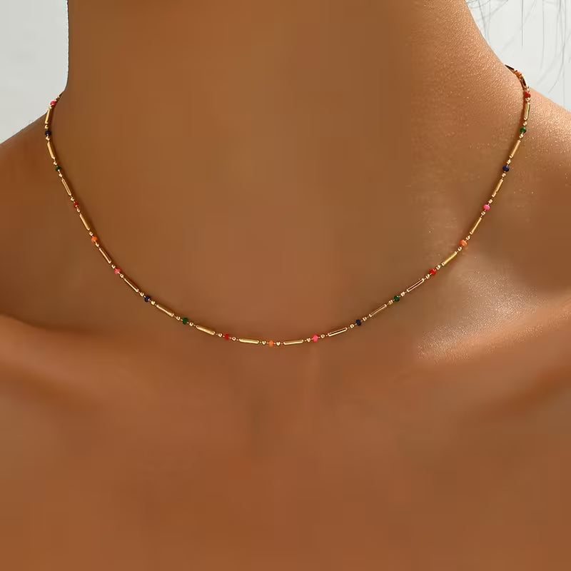 Colorful Beaded Necklace | Støtt brystkreft