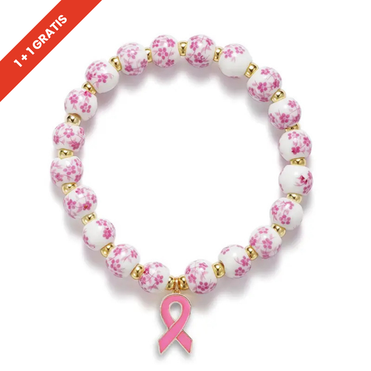 Pink Ribbon & Floral Bracelet | Støtt brystkreft