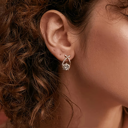 Gold cross zirconia earing | Støtt brystkreft