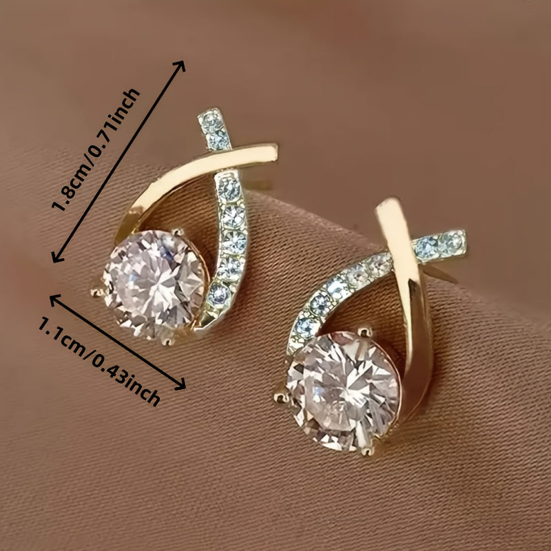 Gold cross zirconia earing | Støtt brystkreft
