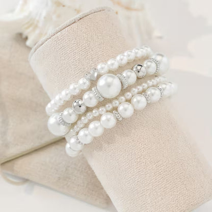 White Pearl Bracelet Set | Støtt brystkreft