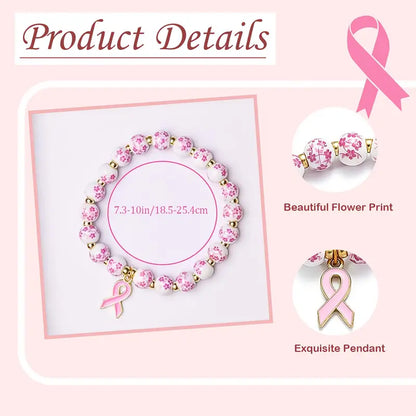 Pink Ribbon & Floral Bracelet | Støtt brystkreft