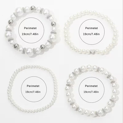 White Pearl Bracelet Set | Støtt brystkreft