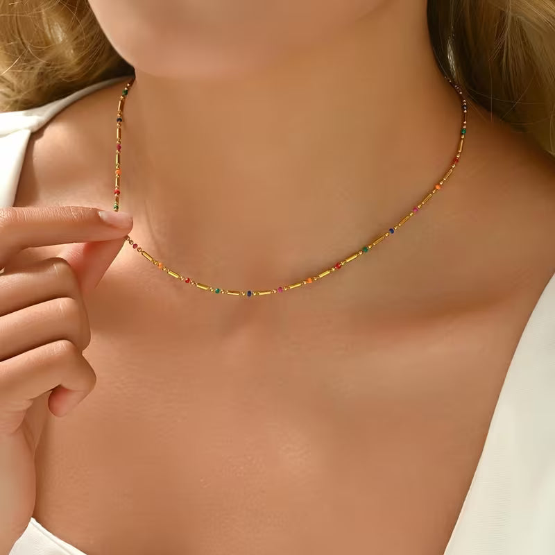 Colorful Beaded Necklace | Støtt brystkreft