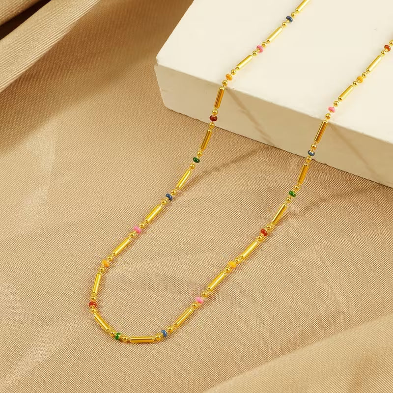 Colorful Beaded Necklace | Støtt brystkreft