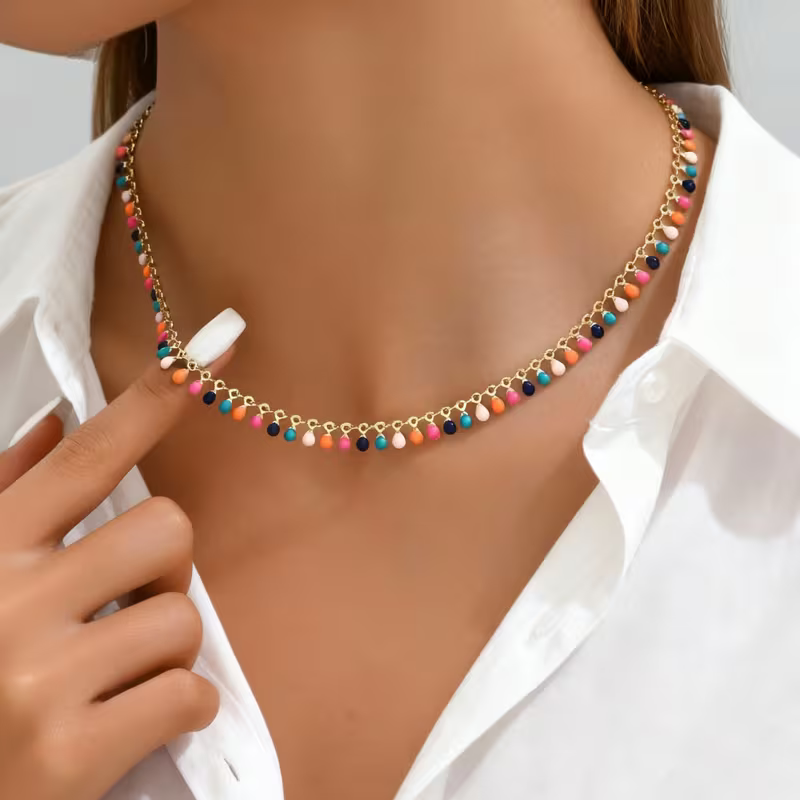 Teardrop Beaded Necklace | Støtt brystkreft