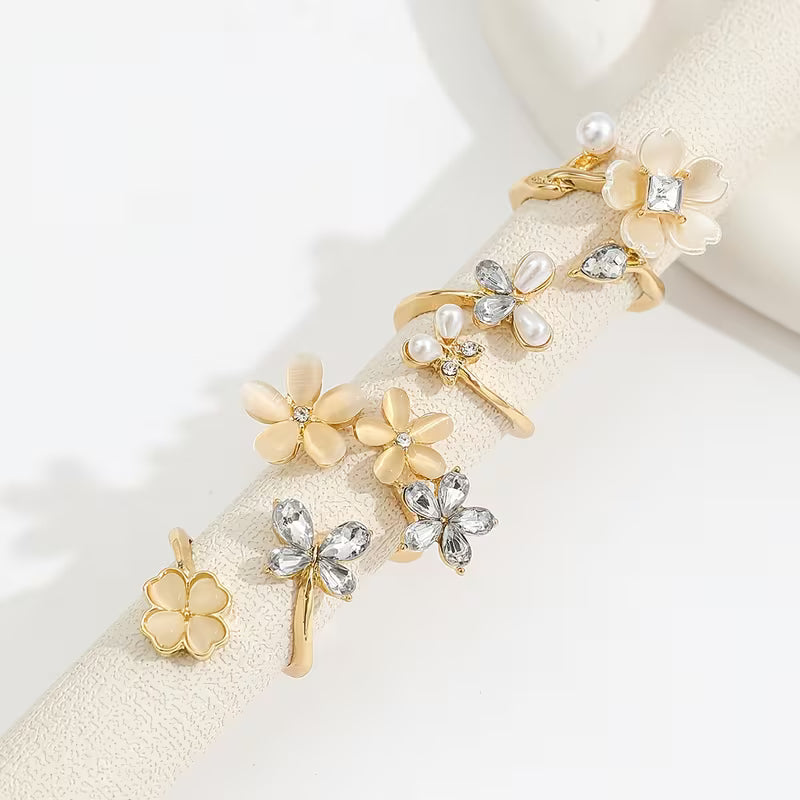 Shiny Floral Ring Set | Støtt brystkreft