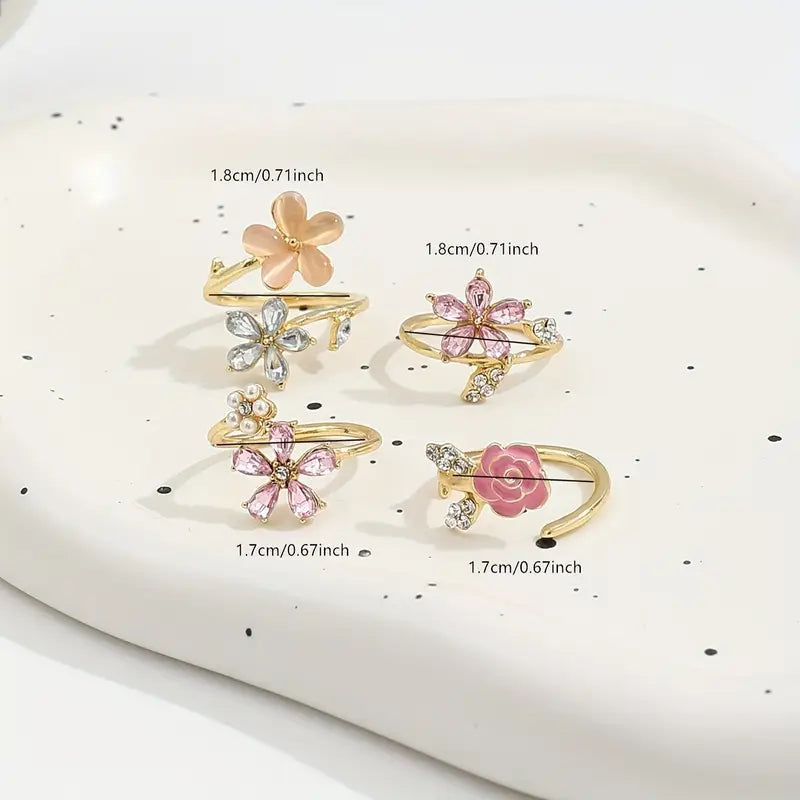 Shiny Floral Ring Set | Støtt brystkreft
