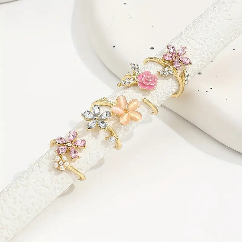 Shiny Floral Ring Set | Støtt brystkreft