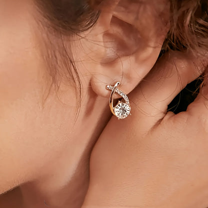 Gold cross zirconia earing | Støtt brystkreft